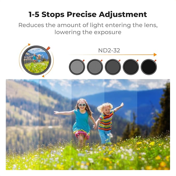 K&F CONCEPT 62mm Black Diffusion Mist Effect 1/4 & Variable ND2-32 & Circular - Image 5