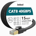 Jadaol Cat 8 Ethernet Cable 15 ft, 40Gbps 2000MHz Flat RJ45 S/FTP LAN Patch by Jadaol