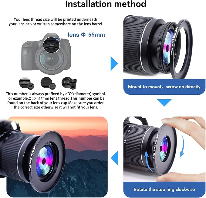 55mm Lens to 67mm Camera Lens Adapter, 55mm to 67mm Filter Step-up Ring Adapter - Image 5