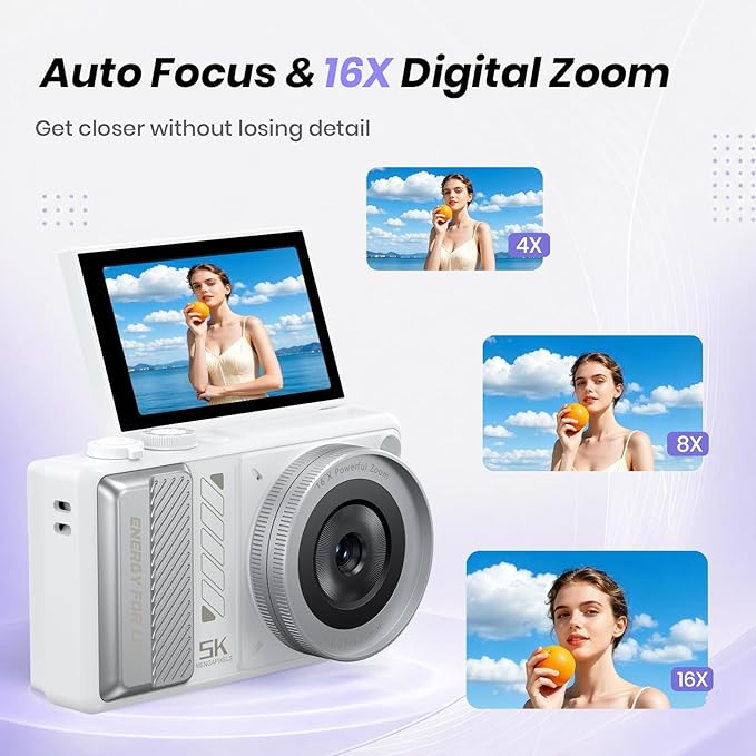 5K Digital Camera for Photography, 2026 Latest 80MP Autofocus WiFi Vlogging - Image 4
