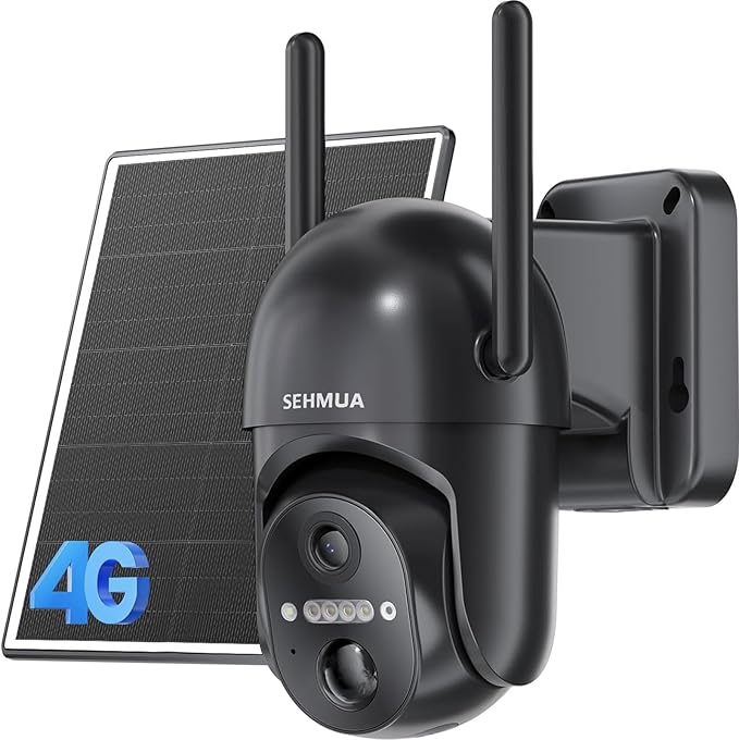 SEHMUA 4G LTE Cellular Solar Security Camera Wireless Outdoor, No Wi-Fi Solar by SEHMUA