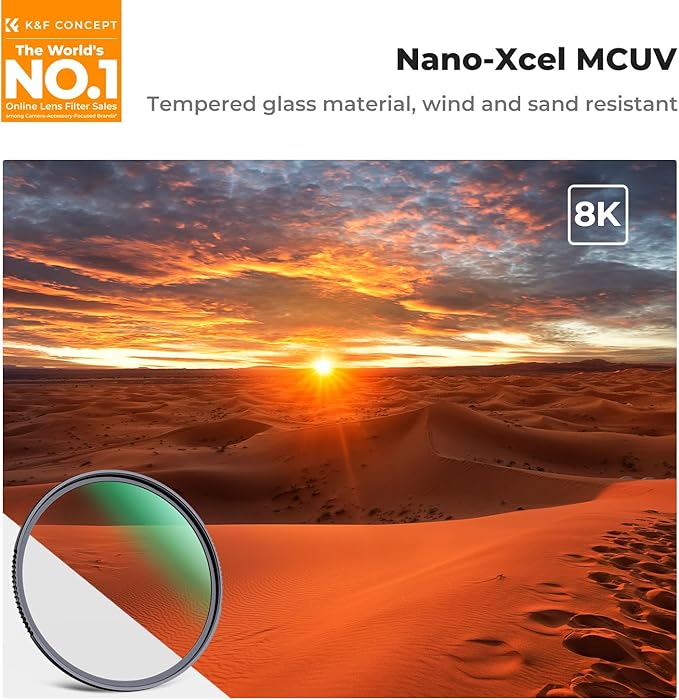 K&F CONCEPT 62mm MC UV Protection Filter Shockproof Tempered Optical Glass - Image 2