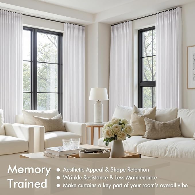 Memory Trained Pinch Pleated Curtains 63 Inches Long, Viral Linen Pinch Pleat - Image 5