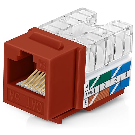 Everest 90° Angled RJ45 Cat6A Keystone Jacks 50-Pack in Orange by EverestMediaSolutions