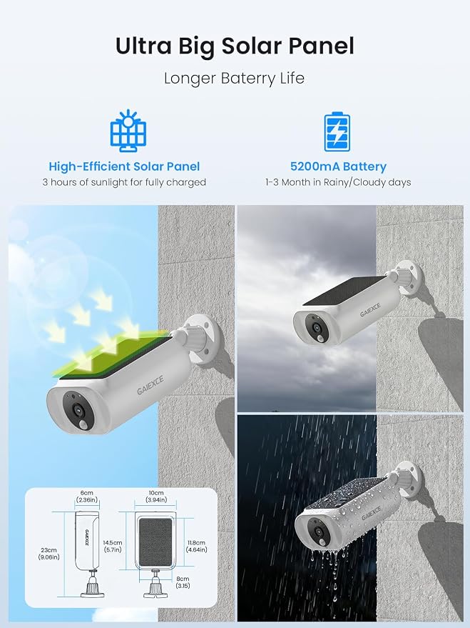 Solar Security Cameras Wireless Outdoor 6 Cam Kit Expadable to 10H, No - Image 3