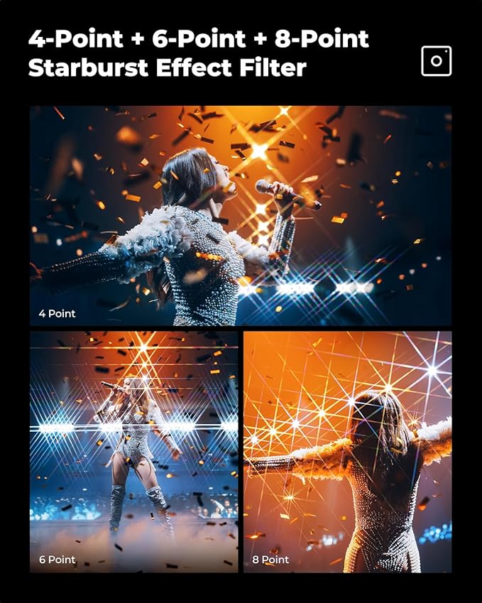 K&F CONCEPT 77mm Star Filters Kit 4 Points 6 Points 8 Points Cross Screen - Image 5