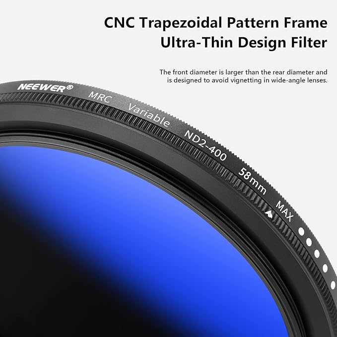 NEEWER 58mm Variable ND Filter ND2-ND400, Neutral Density Filter, Water and - Image 4