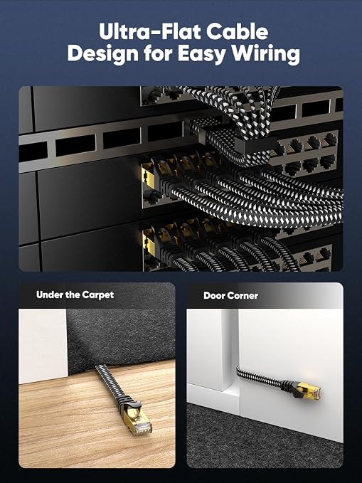 Cat 8 Ethernet Cable 25 FT Flat, High Speed 40Gbps 2000Mhz Braided Internet - Image 5