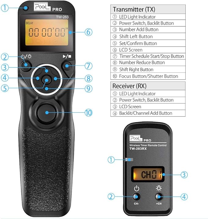 Remote Control Compatible for Sony, Pixel Wireless Shutter Release Cable TW-283 - Image 2