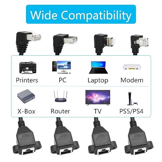 90 Degree Cat6 Ethernet Extension Cable 1FT, Down Angle RJ45 Male to Female - Image 6