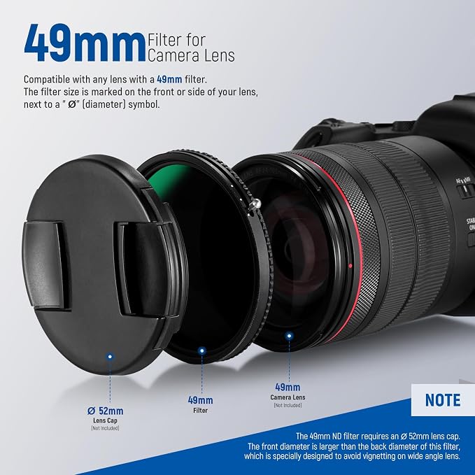 NEEWER 2 in 1 49mm Variable ND Filter ND2–ND32&CPL Filter No X Cross/30 Layer - Image 7