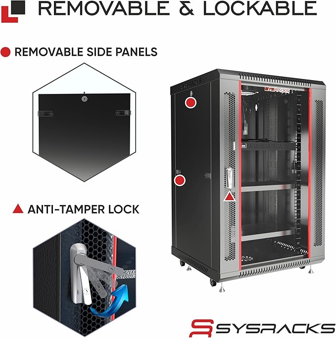 15U Wall Mount Server Rack Cabinet 24” Deep, 19” Network & AV Enclosure - Image 5