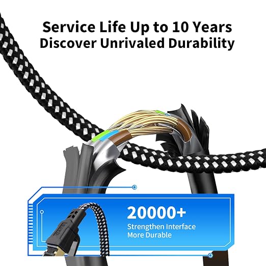 Cat 8 Ethernet Cable 10FT 2Pack, High-Speed Braided Internet Cable Network Cord - Image 3