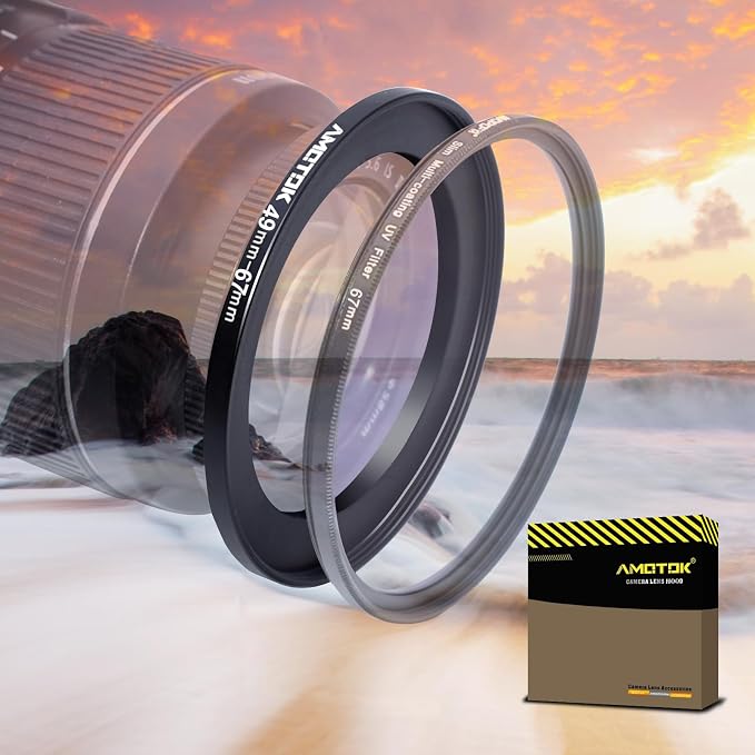 49mm Lens to 67mm Camera Lens Adapter, 49mm to 67mm Filter Step-Up Adapter Ring by AMOTOK