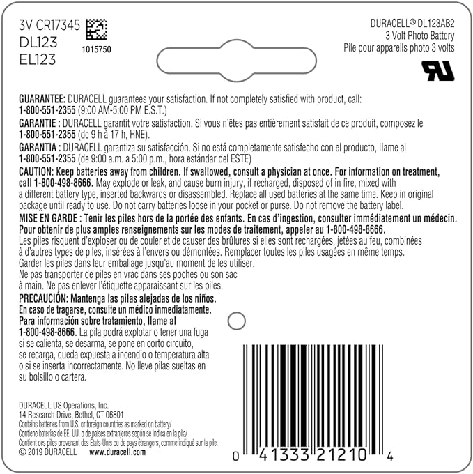 Duracell CR123A 3V Lithium Battery, 3 Volt High Power, Long-Lasting - Image 2
