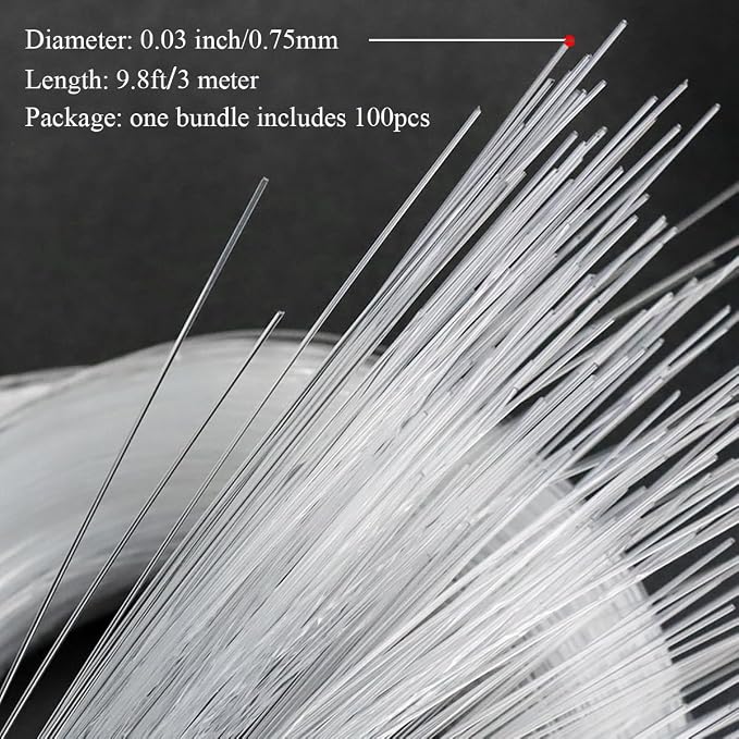 AKEPO PMMA END Glow Fiber Optic 100pcs 9.8ft/3m Ф0.03in Fiber Strands - Image 4