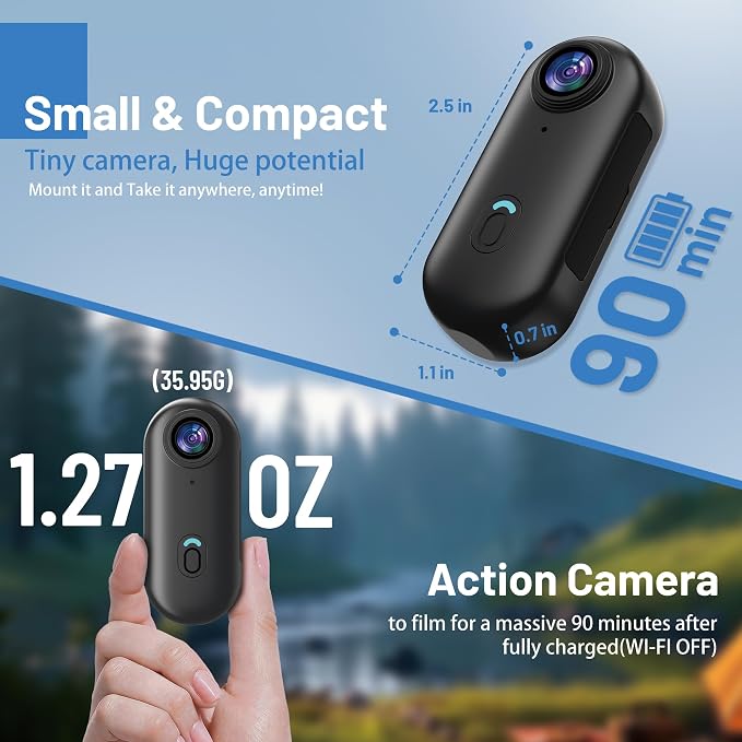 4K Mini WiFi Action Camera 32GB Thumb POV Portable Body Cam Wearable Video - Image 2