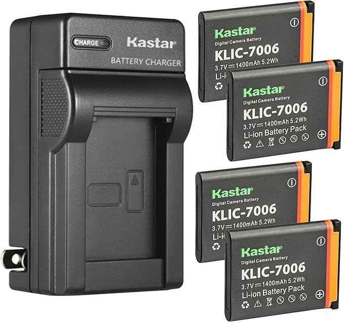 Kastar 4-Pack K7006 Battery and AC Wall Charger Replacement by Kastar