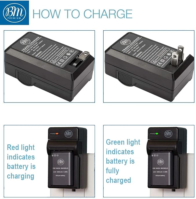BM Premium 2 Pack of EN-EL23 Batteries and Battery Charger - Image 4