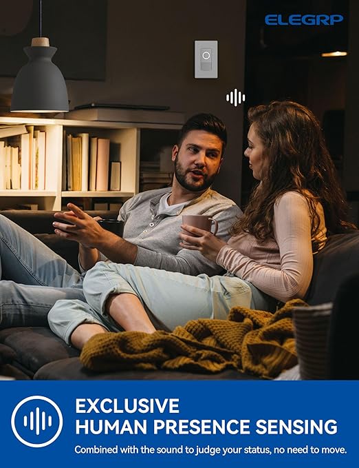 ELEGRP Smart Motion Sensor Switch, 2.4GHz Wi-Fi Single Pole Light Switch Works - Image 4