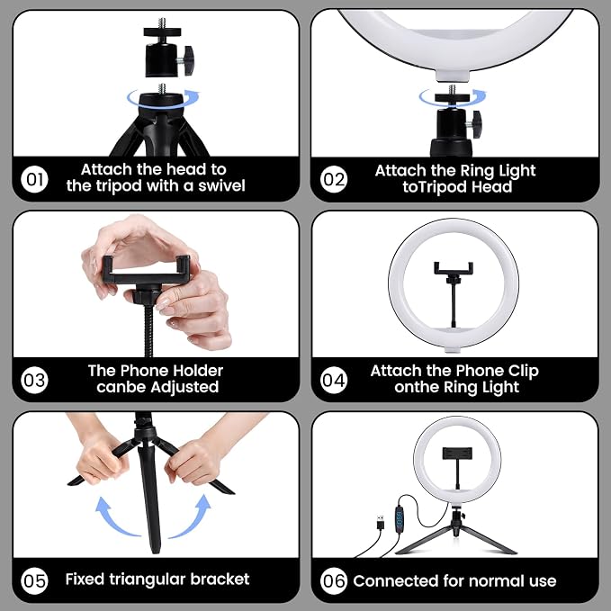 Selfie Ring Light 12" with Tripod Stand and Phone Holder, LED Ring Light - Image 6