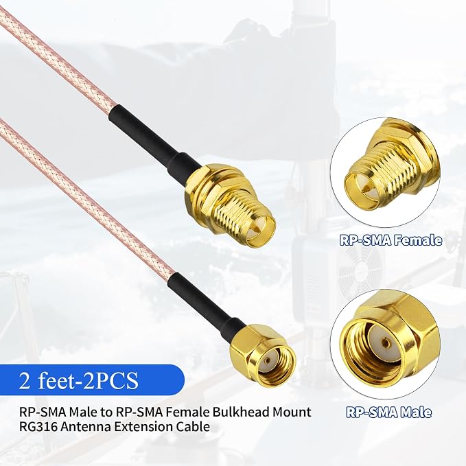Yuslao WiFi Antenna Extension Cable 2ft 60cm RP-SMA Male to RP-SMA Female Low - Image 2