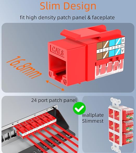 Rapink RJ45 Keystone Jack Cat6 10G Support, Keystone Jacks UTP 50 Pack - Image 2