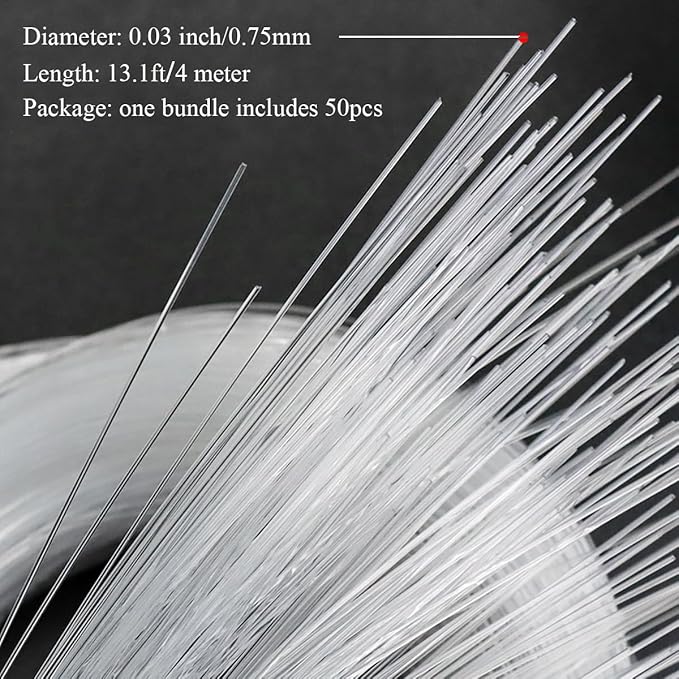 AKEPO PMMA END Glow Fiber Optic 50pcs 13.1ft/4m Ф0.03in Fiber Strands - Image 4