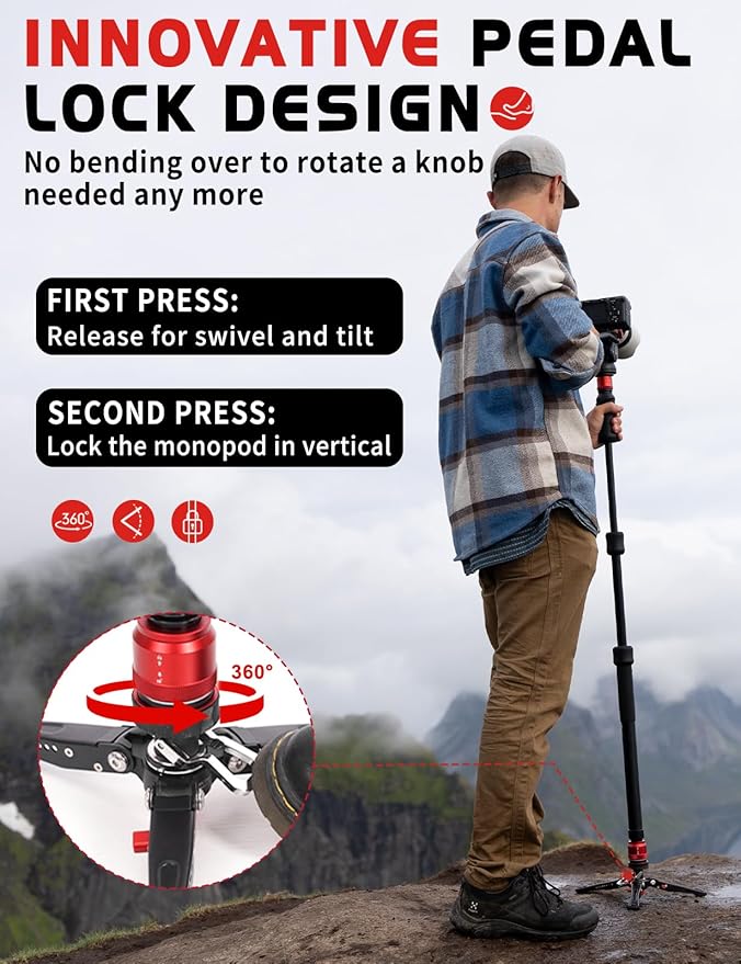 IFOOTAGE Monopod Cobra 3 Strike A150S+K5S, 1/4'' & 3/8'' Quick Release - Image 3