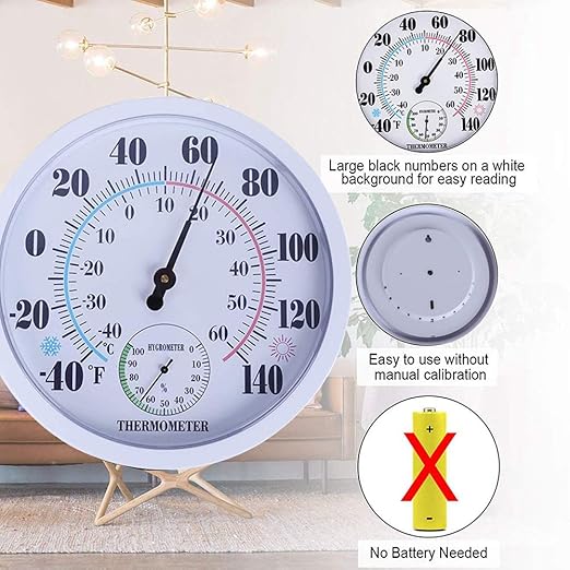 Indoor Outdoor Thermometer Hygrometer, Lirches Outdoor Thermometer Large Numbers - Image 3