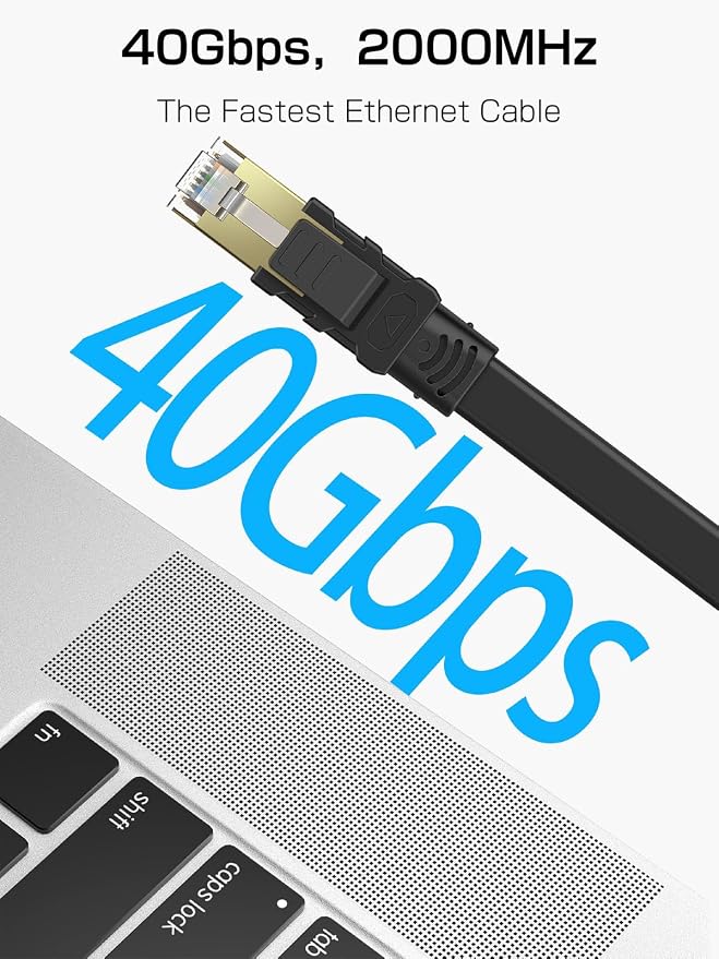 Senetem Cat 8 Ethernet Cable 3FT 2 Pack, High Speed 40Gbps 2000Mhz Flat - Image 2