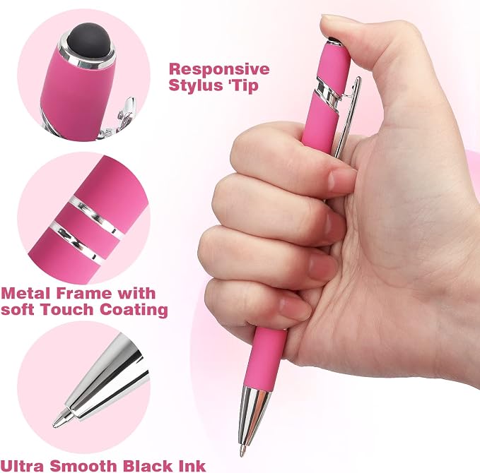 Bribobo 8 Pack Ballpoint Pen 2-in-1 Stylus Retractable Ballpoint Pen - Image 2