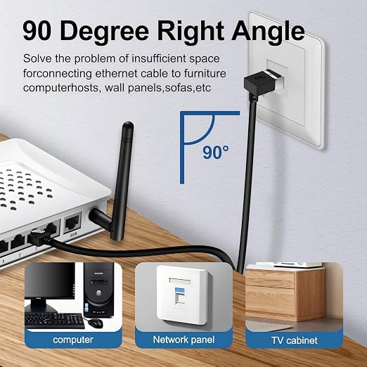 Flexible Cat 6 Ethernet Cable 270 °Upward Angle 10 Feet, Ultra Thin & Slim Rj45 - Image 6