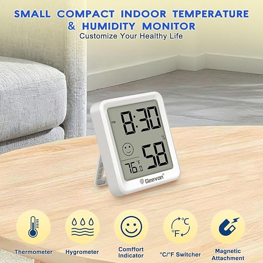 Geevon 6-Pack Mini Indoor Thermometer Hygrometer – Indoor Temperature & - Image 2