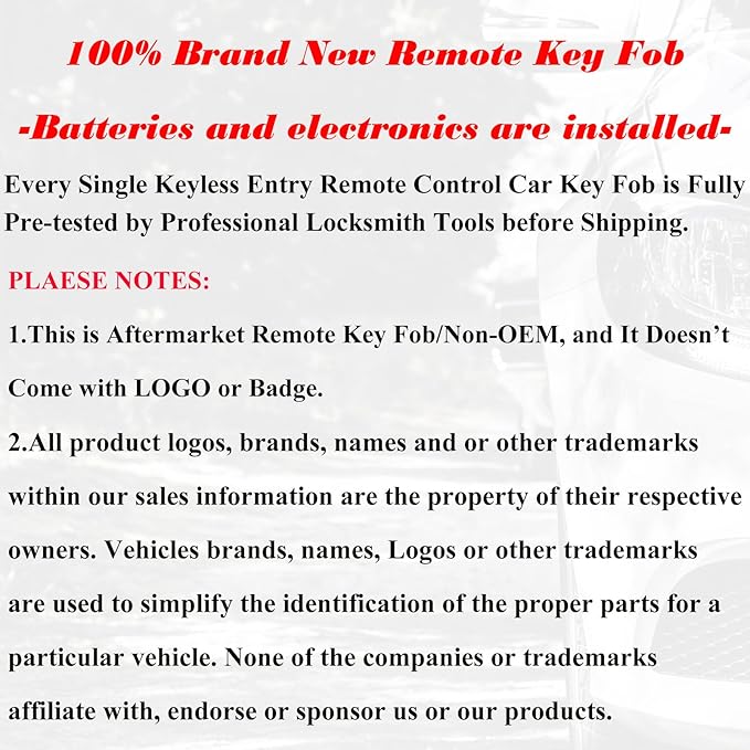 SUPALAND Keyless Entry Remote Control Key Fob Replacement Fits - Image 6