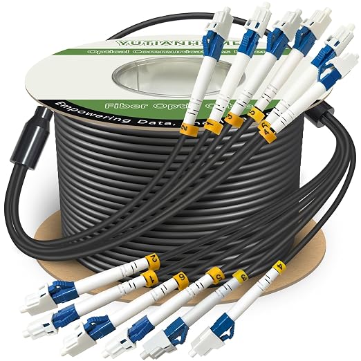 200 Meters 6 Core Industrial TPU LC to LC Outdoor Armored Fiber Optic Cable by YUTIANHOME