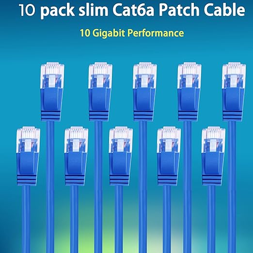 Rapink Patch Cables Cat6a 1ft Slim, Cat6a Ethernet Patch Cable 10G Support - Image 4
