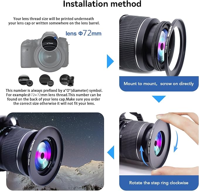 72mm Lens to 82mm Camera Lens Adapter, 72mm to 82mm Filter Step up Ring Adapter - Image 5