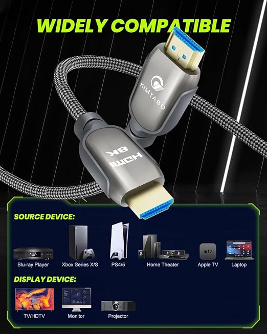8K HDMI 2.1 Cable 10ft 48Gbps, Ultra High Speed HDMI Cable, 4K HD 120Hz 144Hz - Image 6