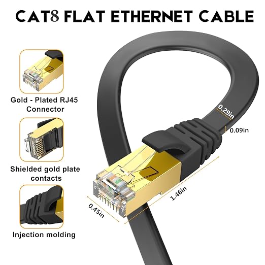 Ercielook Ethernet Cable 75 ft High Speed, CAT8 Shielded Flat Internet Cable - Image 3