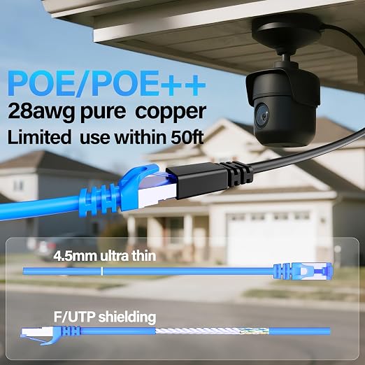 Cat6A Ethernet Cable Shielded 10Gbps 20 ft, Slim Shielded Ethernet Cable Cat 6 - Image 6