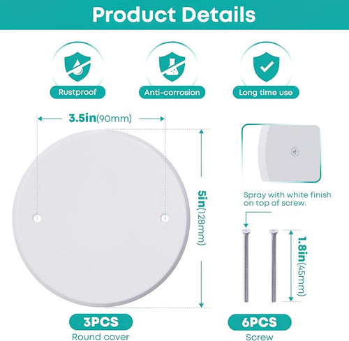 10 Pcs Smoke Detecte Cover Plate, 5 Inch Metal Round Blank Ceiling Cover Plate - Image 2