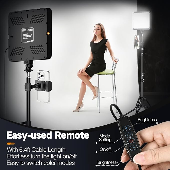 EMART LED Video Light Kit with Phone Holder & Barndoor, 2800-7000K Dimmable - Image 6
