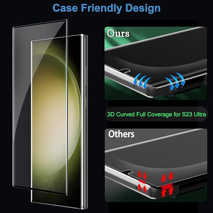 3 Pack Galaxy S23 Ultra Screen Protector, HD Clear Tempered Glass, Fingerprint - Image 7