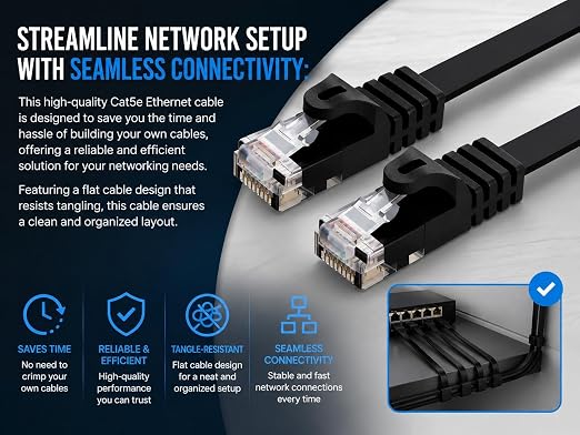 BRENDAZ Cat5e Ethernet Cable, 25ft. Snagless Cat 5e Stranded Cord - Image 3