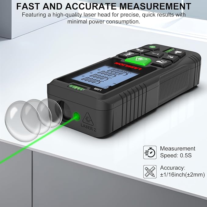 LASELION Laser Measurement Tool, 165ft Green-Beam Laser Measure Device Portable - Image 4