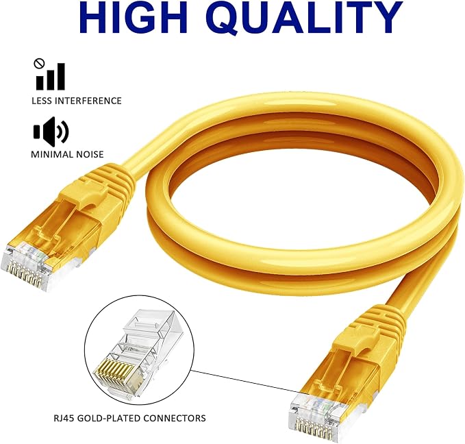 Adoreen Cat 6 Ethernet Cable 150 Ft-Yellow, Outdoor & Indoor Snagless Long - Image 3