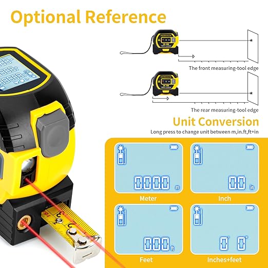 5m/16ft Digital Laser Tape Measure, WTWD 100m/328ft Laser Distance Measure - Image 4