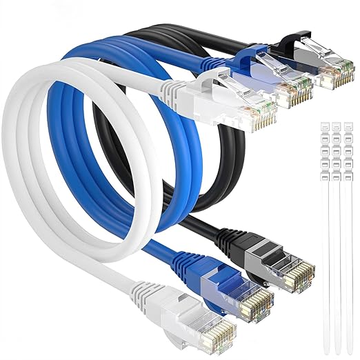 Adoreen Cat 6 Ethernet Cable 4 Ft-3 Pack, High Speed Short Patch Cables Network by Adoreen
