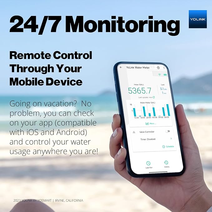 YoLink FlowSmart NSF Smart Water Monitor and Leak Detection: 1 Inch Advanced - Image 2